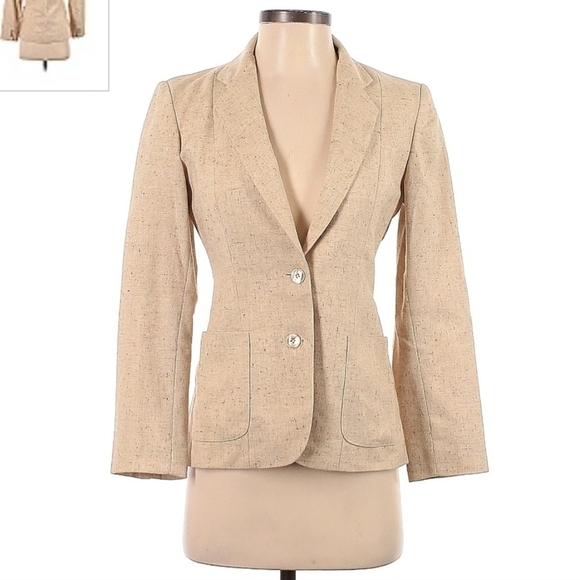 Vintage Arenzano Cream Flecked Blazer Women's Size 5 Neutral Career Office EUC - Picture 1 of 11